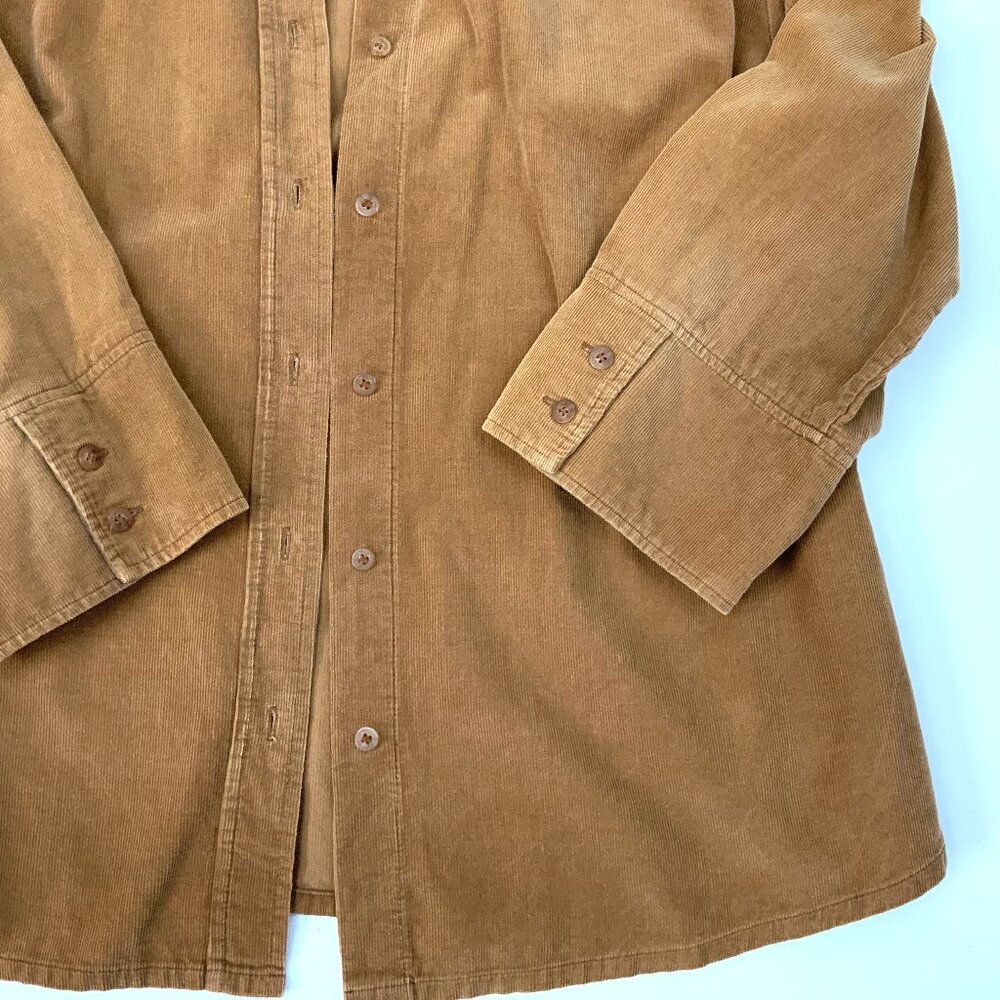Vintage Marco Pecci Corduroy Cotton Button Up Shirt Caramel Brown Sz M - Picture 14 of 16